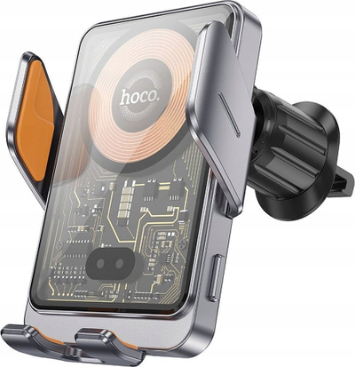 Mbajtës veture Hoco Discovery HW7, karikim wireless 15W, për grilë ajri, i zi