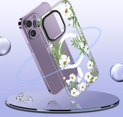 Këllëf telefoni Tech-Protect Magmood MagSafe, për iPhone 13 Pro, transparent, me lule