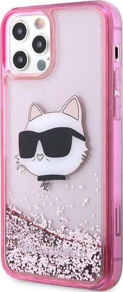 Kapak telefoni Karl Lagerfeld KLHCP12MLNCHCP, për iPhone 12 12 Pro, hardcase me glitter, rozë