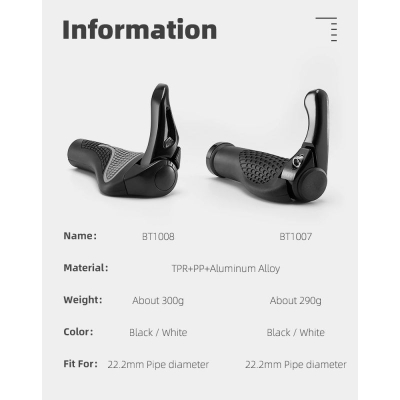 Doreza timoni biçiklete Rockbros BT1007B, ergonomike, me fundore, të zeza