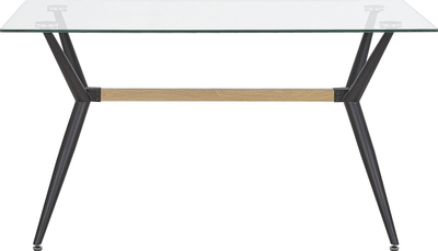 Tavolinë ngrënie SACRAMENTO, 140x80cm, xham i temperum, kornizë e zezë