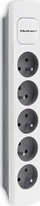 Shirit elektrik Qoltec 50296, 5 priza, kabllo 1.8 m, bardhë gri