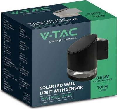 Llambë muri diellore V-TAC 10384, LED 1W, dritë e ngrohtë, e zezë
