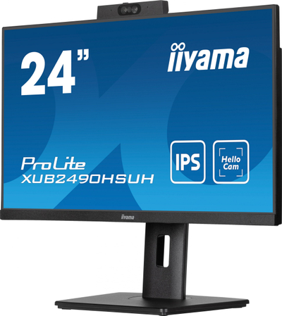 Monitor Iiyama ProLite XUB2490HSUH, 24", IPS Full HD, me kamerë Windows Hello, i zi