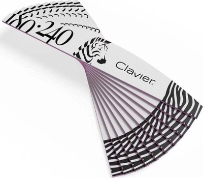 Lima thonjsh Clavier Zebra, 180/240 grit, set me 10 copa, e bardhë me vija të zeza
