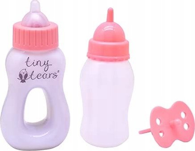 Set aksesorësh për kukulla Tiny Tears Magic Bottle, 2 biberonë, me qetësues, rozë