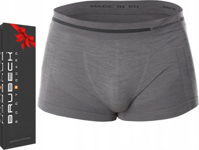 Boxer termo Brubeck Comfort Wool, lesh merino, pa qepje, gri e errët
