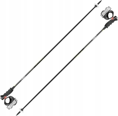 Shkopinj skish Leki Carbon 12 3D, karboni, 130 cm, të zinj me detaje neoni