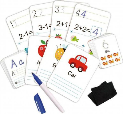 Karta për mësim shkrimi “Handwriting &amp; Learning”, shkrim e numra, me stilolapsa, shumëngjyrëshe