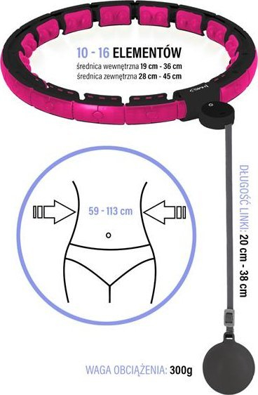 Hula hoop magnetik HMS HHM16, me peshë gravitacionale, me numërues dixhital, i rregullueshëm