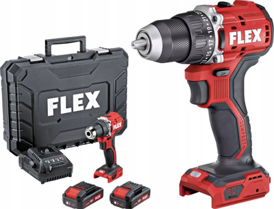 Stërvitës‑kaçavidë me bateri Flex DD 2G 18.0‑EC LD 2.5 Set, 18V, 2x 2.5Ah, i kuq