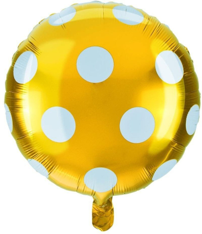 Balon me folje ARPEX, 45 cm, rrumbullak, me ngjyrë ari me pika