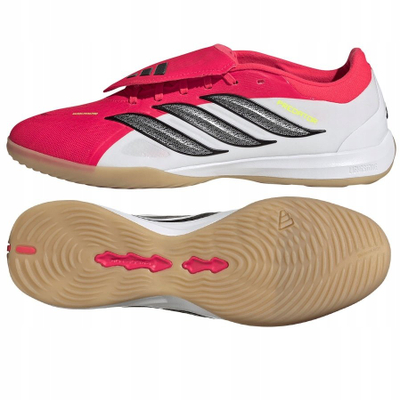 Këpucë futbolli për mrena Adidas Predator Pro, gjuhë e palosshme, taban gomë, të kuqe me të bardha