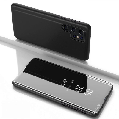 Këllëf Clear View për Samsung Galaxy S25 Ultra, për mbrojtje, gjysëm i tejdukshëm, i zi