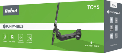 Trotinet elektrik Rebel Fun Wheels, për fëmijë, i palosshëm, i zi