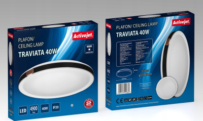 Plafonier tavani LED Activejet AJE-TRAVIATA, 40W, rrumbullake, e bardhë me brez të zi