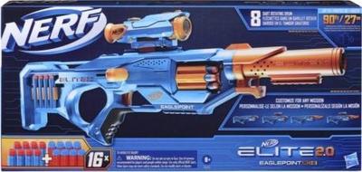 Lodër blaster Nerf Elite 2.0 Eaglepoint RD-8, 8 shigjeta, 16 shigjeta brenda, blu portokalli