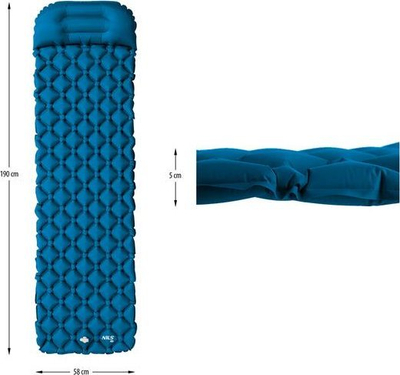 Душек за кампување Nils Camp NC4006, 5 cm, со интегрирана пумпа, темно сив