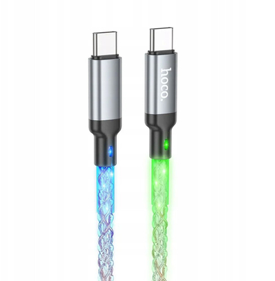 Kabllo USB Hoco U112, Type C në Type C, 60W 3A, 1m, gri