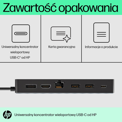 USB Hub USB-C HP Universal Multiport, 7 porte, 4K dyshe, i zi