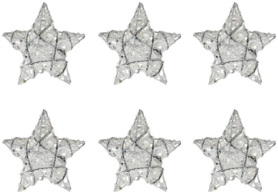Set dekorativ Krishtlindjesh White Christmas Stars R4589, 7.5 cm, 6 copë, të bardha