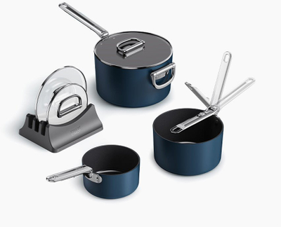 Set tenxheresh Joseph Joseph Space, 6 pjesë, alumini me veshje qeramike, blu e errët