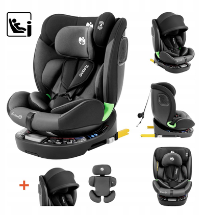Karrige automatike për fëmijë Tulano Loom 35, ISOFIX, rrotulluese 360°, gri e zezë