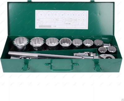 Set çelësash goditës SATA 09015, 30-60mm, 12-këndësh, me kuti metalike jeshile