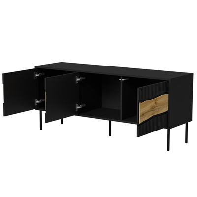 Komodë TV Cama INSERTO 3D FELLINI, 143.5 cm, me LED, e zezë