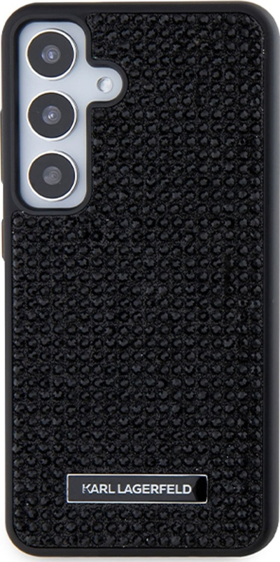 Mbulesë telefoni Karl Lagerfeld Rhinestone Metal Logo për Samsung Galaxy S24, TPU PC, e zezë