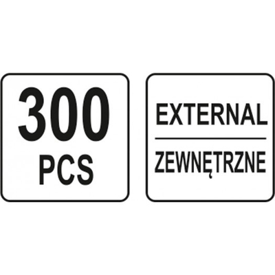 Set i kapëseve të jashtme Yato (YT-06880), 300 copë, të zeza