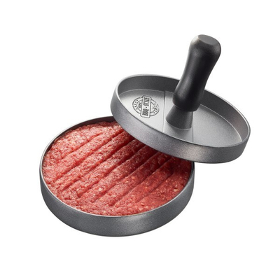 Shtypëse hamburgerësh Gefu BBQ, alumini, dorezë plastike, gri