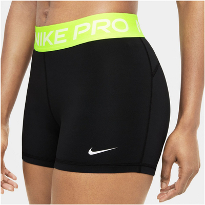 Спортски шорц Nike Pro 365 3", за жени, еластичен, црн со зелен појас