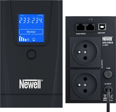 UPS Newell Force LI-600, 600VA 360W, me ekran LCD, ngjyrë e zezë