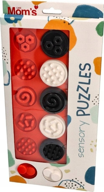 Lodër sensoriale Mom’s Care Sensory Puzzle XL Wheels, puzzle me rrota, kontrast i fortë, shumëngjyrëshe