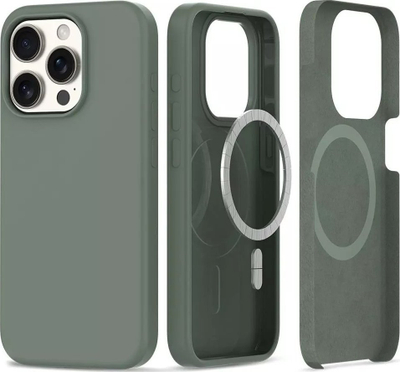 Maskë telefoni Tech-Protect Silicone Case MagSafe, për iPhone 15 Pro Max, matte, ngjyrë ulliri