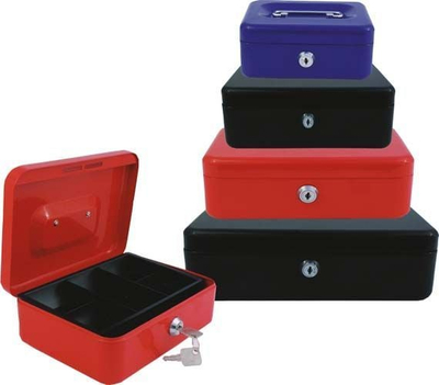 Kuti parash Eagle Cash Box 120-1034, metal, me çelës, e kuqe