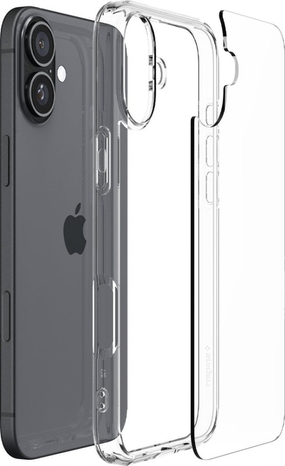 Mbështjellës telefoni Spigen Crystal Hybrid, për iPhone 16, transparent