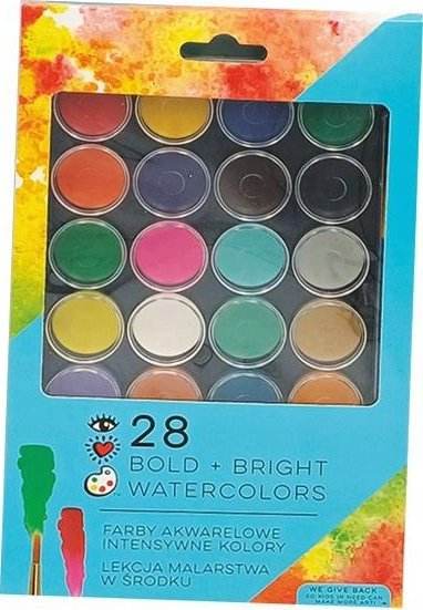 Сет акварели Bright Stripes iHeartArt 28 Bold Bright Watercolors, 28 бои, со четка и водич, шарен