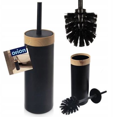 Furçë WC me enë, plastike, me kapak dhe tabaka pikimi, e zezë