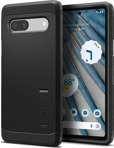 Mbulesë telefoni Spigen Tough Armor për Google Pixel 7a, me stand, e zezë