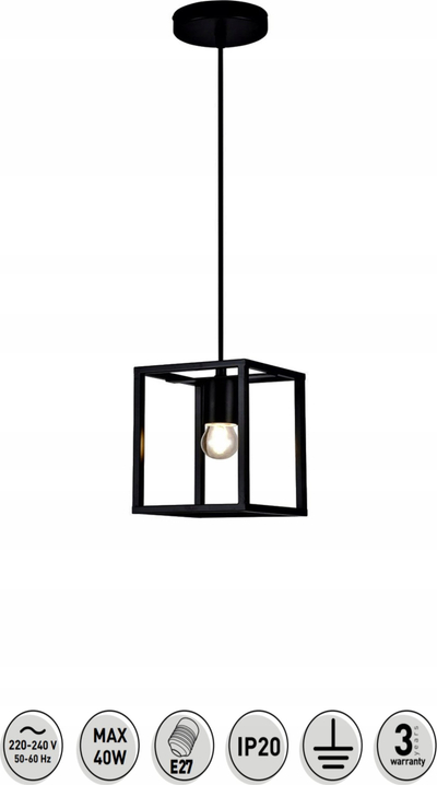 Llampë tavani Diu, E27, 40W, e zezë