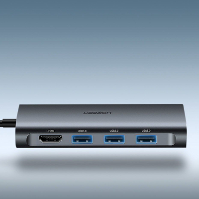 USB-C хаб Ugreen 9 во 1, HDMI 4K, VGA, RJ45, PD 100W, сиво металик