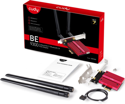 Kartë rrjeti Cudy BE9300, Wi‑Fi 7 tri band, Bluetooth 5.4, e zezë
