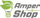 Logo Amper Shop, dizajn me llambë jeshile, format horizontal