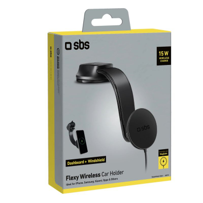 Mbajtëse makine Sbs Flexy Wireless, karikim pa kabllo 15W, MagSafe, e zezë