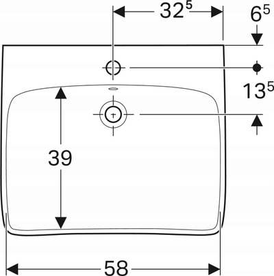 Lavaman Geberit Selnova Comfort, 65cm, për persona me aftësi të kufizuara, i bardhë
