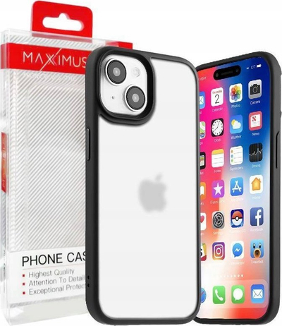 Mbulesë telefoni MX Ribbed Cam për iPhone 15 Plus 6.7", kornizë e butë, pjesa e pasme e tejdukshme, e zezë