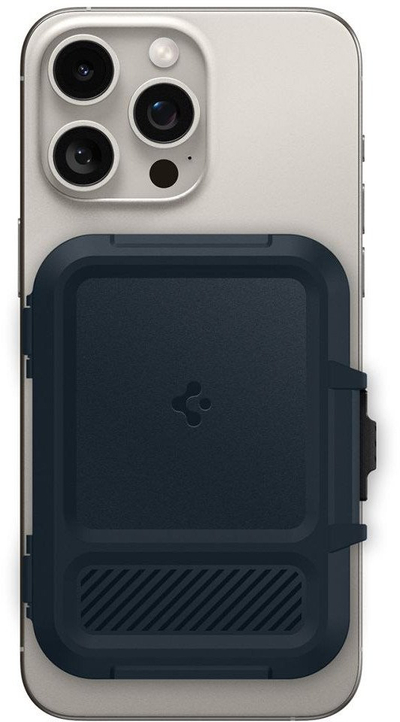 Portofol magnetik Spigen Lock Fit MagFit, deri 6 kartela, MagSafe për iPhone 16 15 14, i zi