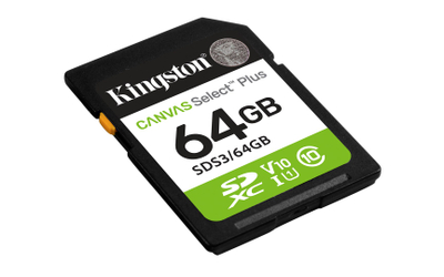 Kartelë memorie SDXC Kingston Canvas Select Plus, 64GB, Class 10 UHS I, e zezë